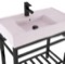 Pink Console Sink With Matte Black Base, Modern, 32